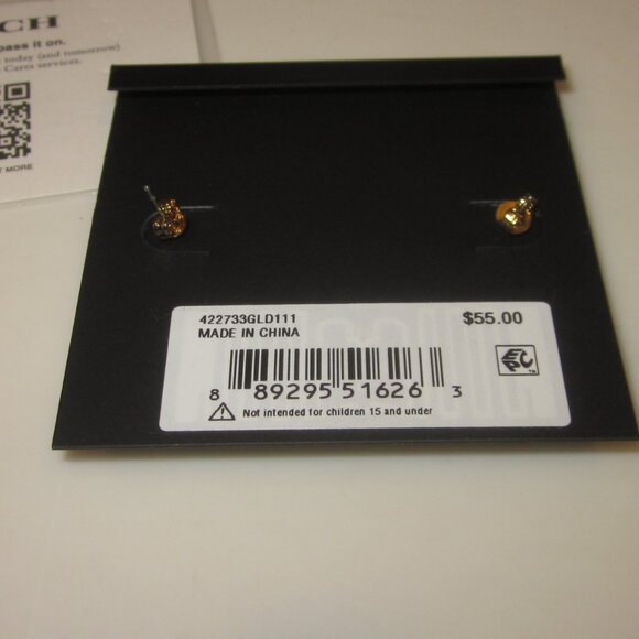 Coach Crystal Heart Earrings with Gold Tone - Picture 3 of 3